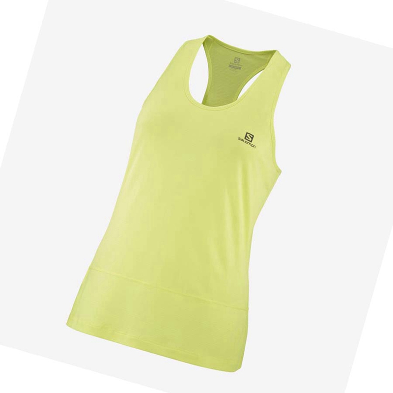 Women's Salomon CROSS RUN T Shirts Green | 69423-BMEI