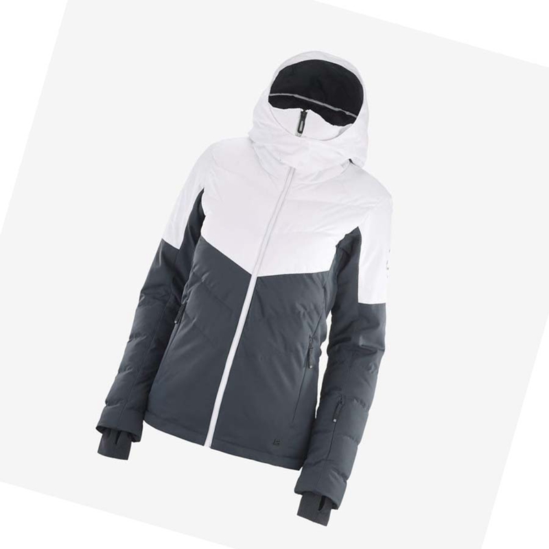 Women's Salomon NEW PREVAIL Ski Jackets Black / White | 31856-NJAM