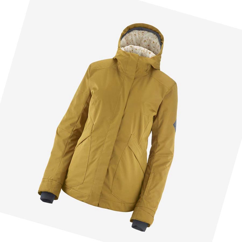 Women's Salomon SNOW REBEL Ski Jackets Yellow | 25963-AHYN