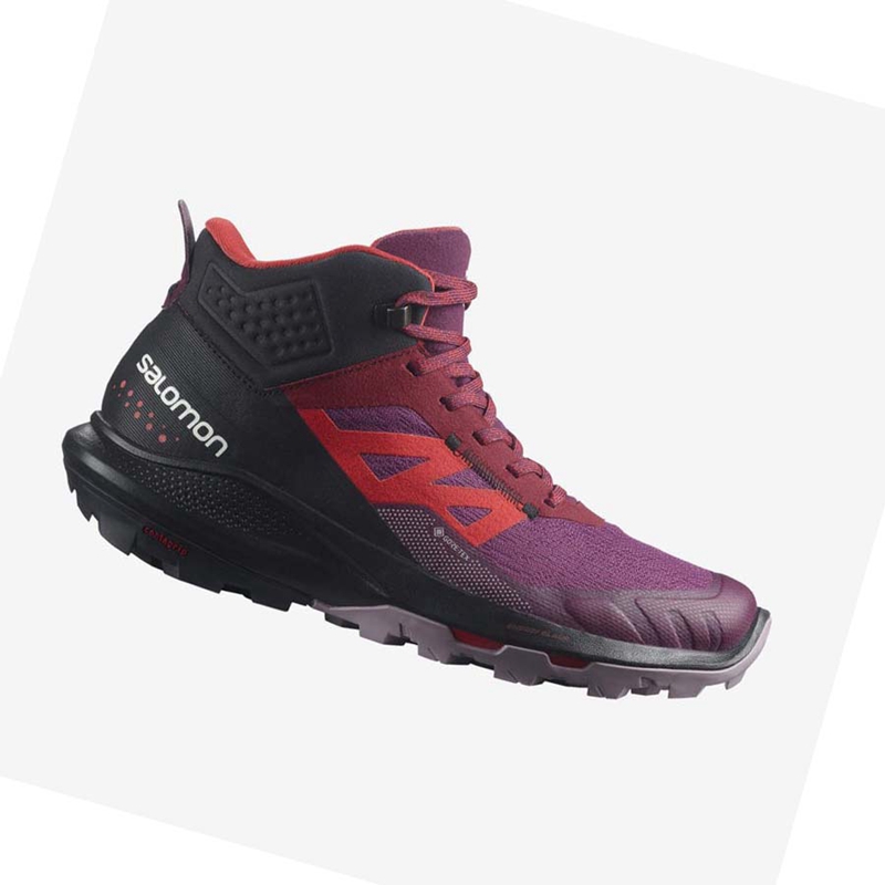 Women's Salomon WoOUTPULSE MID GORE-TEX Hiking Shoes Purple | 27398-OYIB